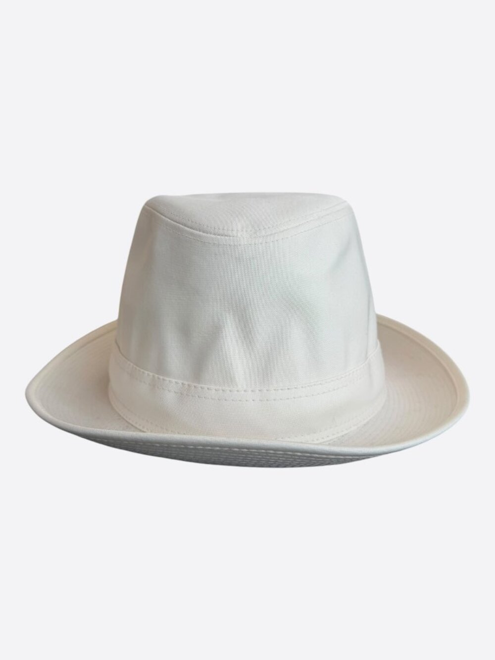 Hermes White Embroidered Logo Fedora
